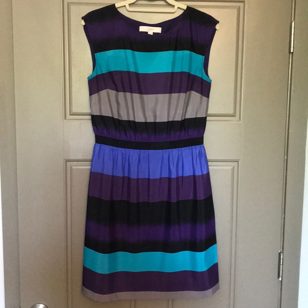 LOFT Striped Satin Dress